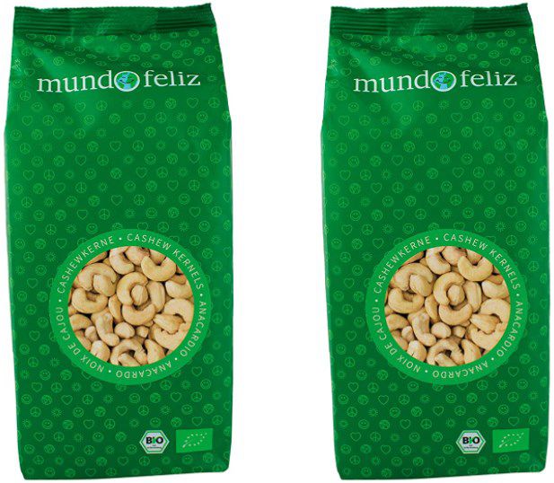 2 x 500g Ganze Cashew Nüsse von Mundo Feliz aus Bio Anbau ab 11,10€ (statt 16€)