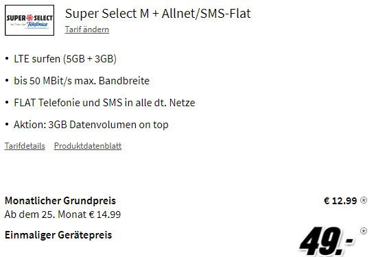 Honor 50 mit 128GB für 49€ + O2 Allnet Flat mit 8GB LTE für mtl. 12,99€