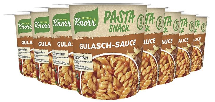 8x Knorr Pasta Snack Gulasch Sauce (je 60g) Instant Nudeln ab 5,45€ (statt 7€)   Prime