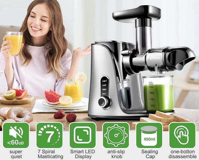 AMZCHEF Slow Juicer mit 2 Modi & 2 Flaschen für 69,99€ (statt 110€)