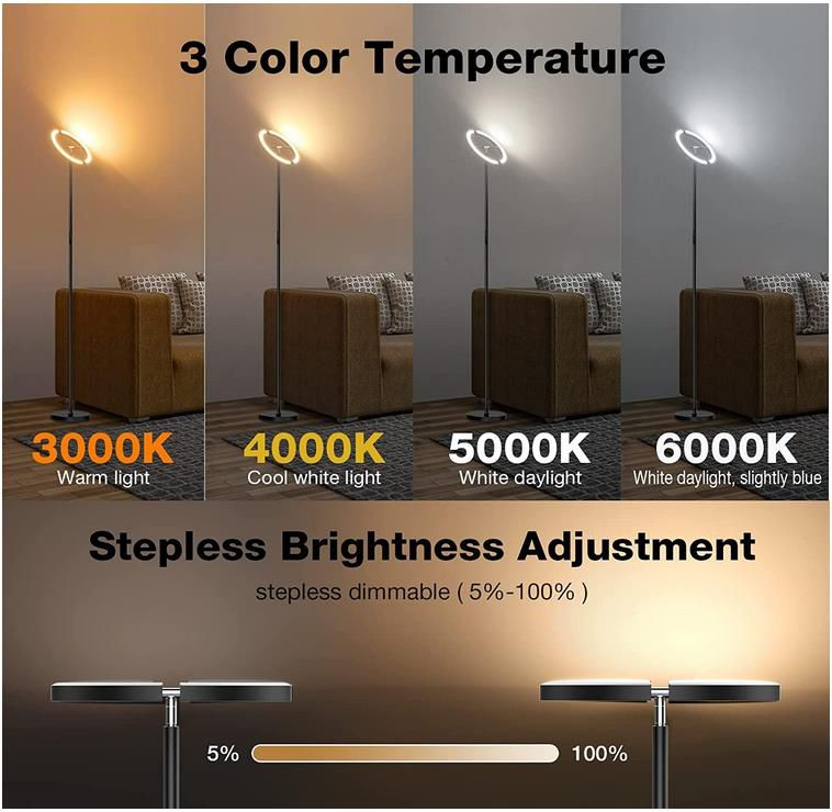 Sibrille LED Stehlampe mit Fernbedienung und 20 Watt, 1.300LM, 3.000K 6.000K Warm  und Kaltweiß für 30,57€ (statt 51€)
