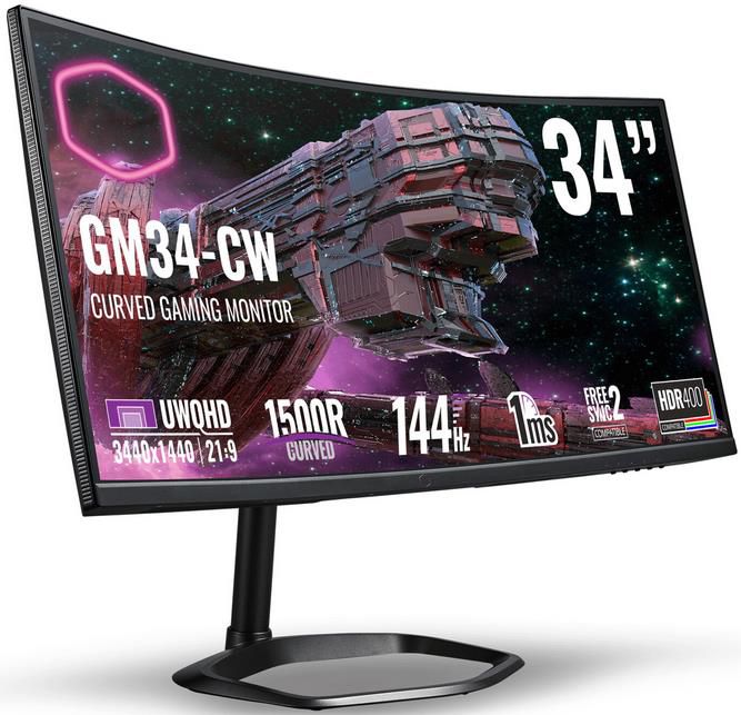 Cooler Master GM34 CW2 34 Zoll WQHD Curved Gaming Monitor mit 144Hz, 1ms für 465,99€ (statt 537€)