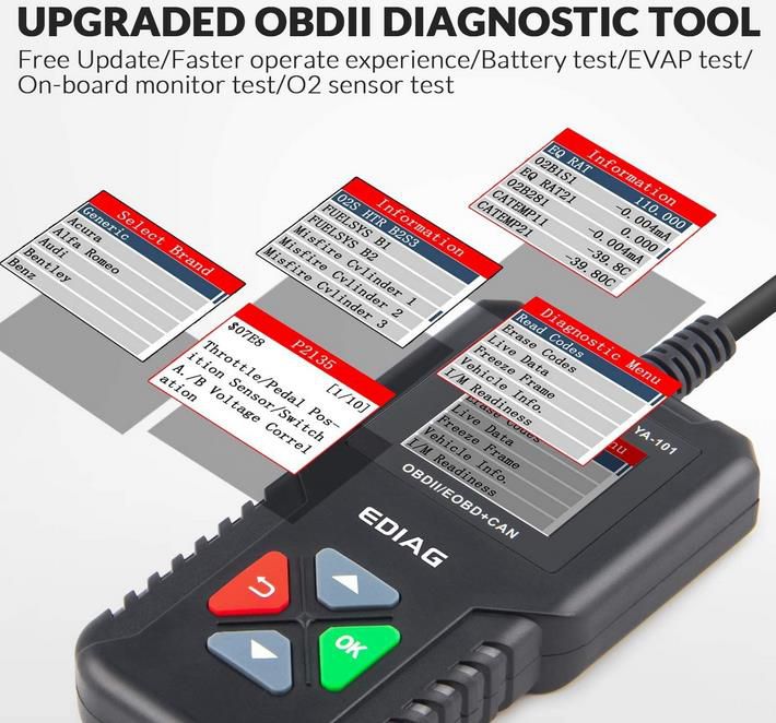 EDIAG YA101 obd2 Diagnosegerät für Europäische OBD II/EOBD Protokolle nach 2000 für 16,49€ (statt 30€)