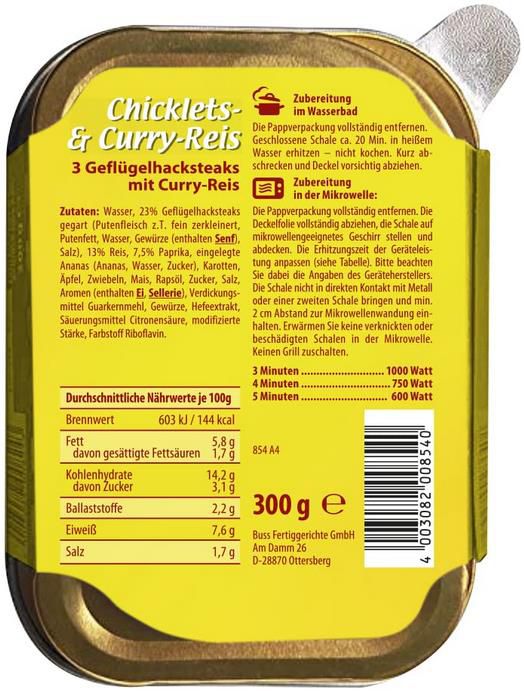 12er Pack Buss Fertiggericht mit Chicklets & Curry Reis 12 x 300 g ab 11,61€ (statt 15€)   Prime Sparabo