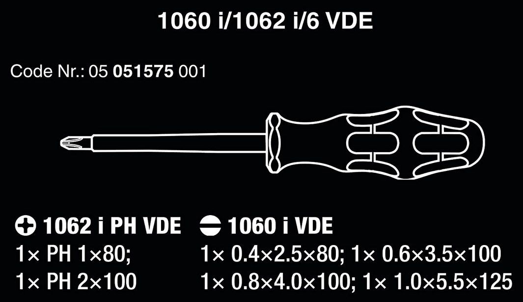 🪛 Wera 1060 i/1062 i/6 VDE Schraubendrehersatz Kraftform für 17,99€ (statt 24€)