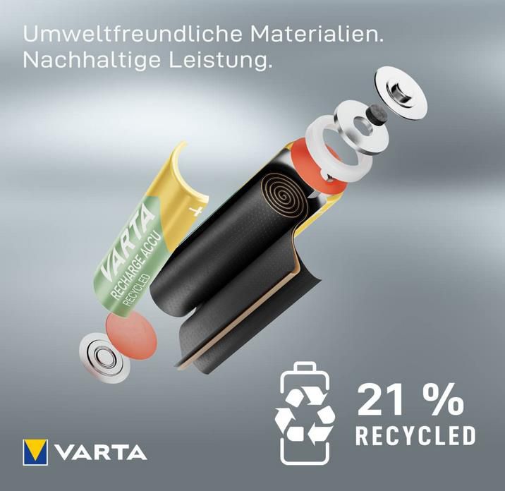 4er Pack VARTA AAA Micro Ni MH Akku, 800mAh aus 11% recyceltem Material für 5,57€ (statt 8€)   Prime