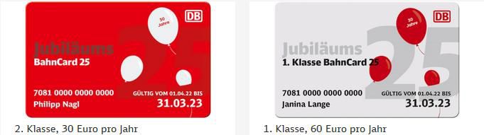 Jubiläums BahnCard 25: 30€ statt 56,90€ in der 2. Klasse oder 60€ statt 115€ in der 1. Klasse