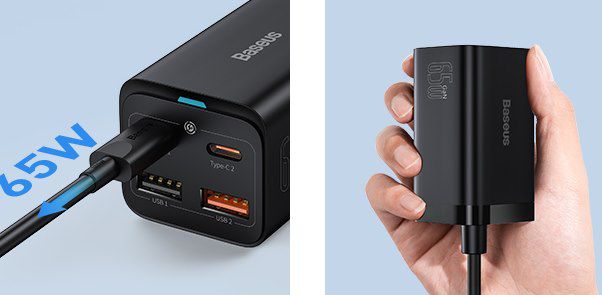 4in1 Baseus USB C Schnell Ladegerät 65W PD GaN für 23,99€ (statt 36€)