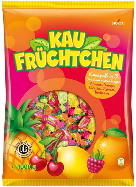 1Kg Storck Kaufrüchtchen   Kaubonbons in fünf fruchtigen Geschmacksrichtungen 1 x 1000g Vorratspackung ab 3,37€   Prime Sparabo