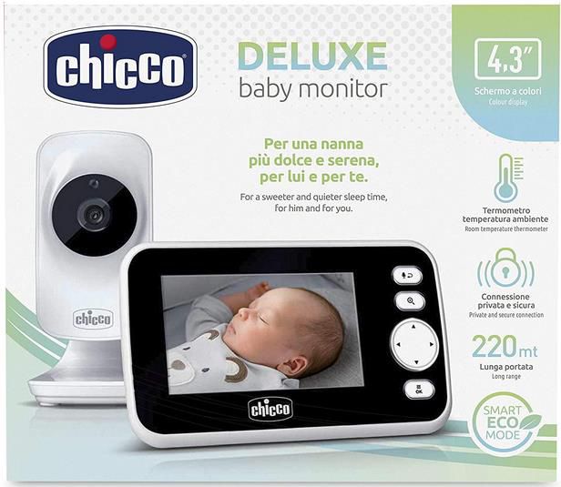 Chicco Deluxe Video Babyphone mit 4,3 LCD Farbbildschirm, 220 m Reichweite und Nachtsicht für 98,71€ (statt 116€)