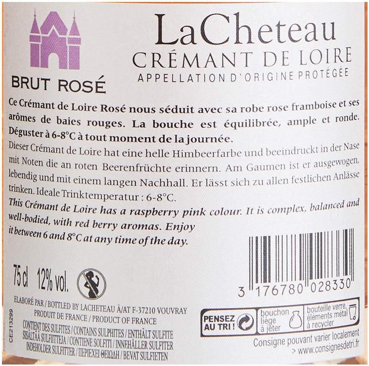 LaCheteau   AOP Crémant de Loire Brut Rosé aus Frankreich 0.75 l ab 4,51€ (statt 7€)   Prime Sparabo