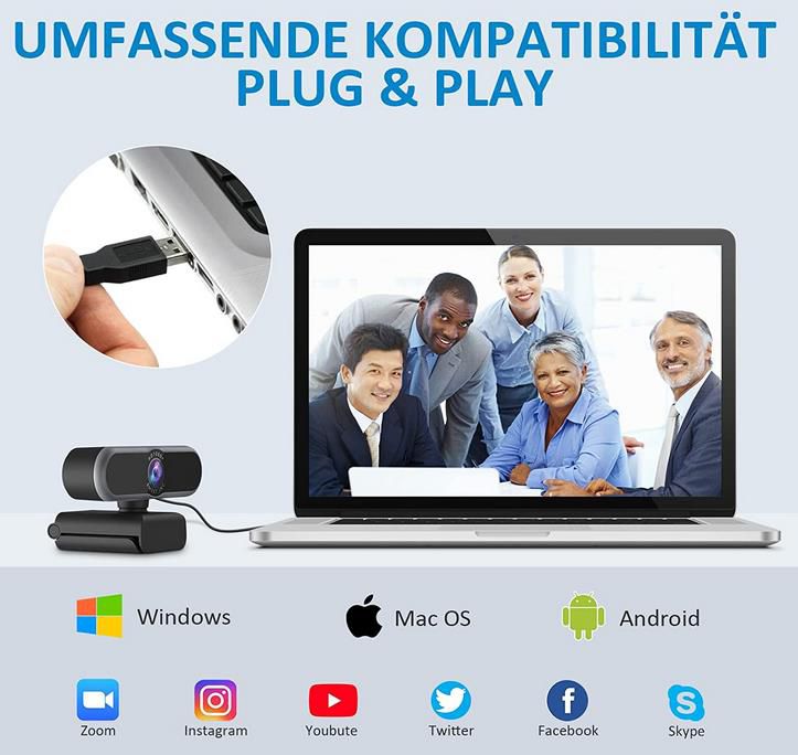 eMeet C965 Full HD Webcam mit Autofokus und 2 Mikrofone für 24,99€ (statt 50€)