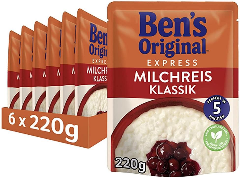 6er Pack Bens Original Express Milchreis Klassik 6 x 220 g für 10€ (statt 14€)