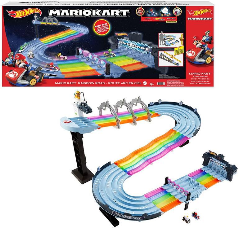 Hot Wheels GXX41   Mario Kart Regenbogen Boulevard Rennstrecke mit 2 Aufbaumöglichkeiten für 76,99€ (statt 98€)