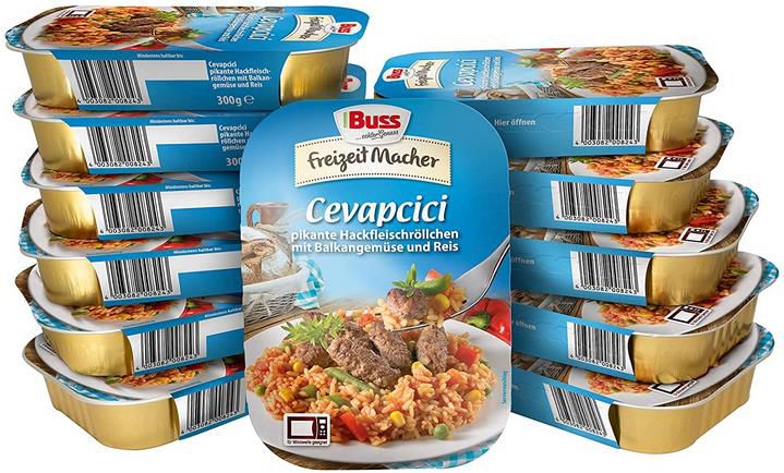 12er Pack Buss Pikantes Cevapcici mit Balkangemüse, 300g für 17€ (statt 29€)