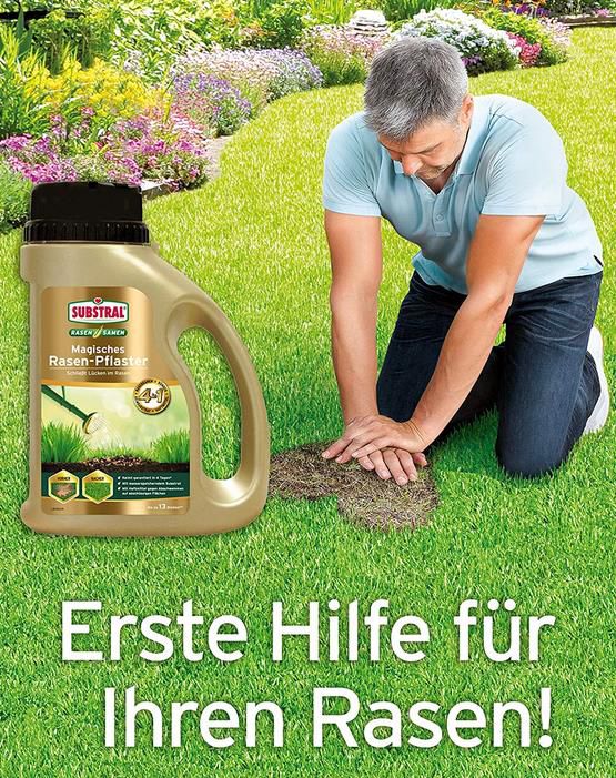 Substral Magisches 3 in 1 Rasen Pflaster, Rasensamen + Premium Keimsubstrat + Dünger, 1kg für 12,12€ (statt 17€)   Prime