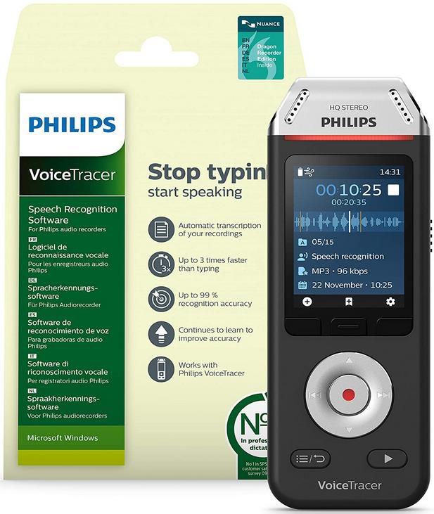 Philips VoiceTracer DVT2810 Audiorecorder mit Spracherkennungssoftware für 54,90€ (statt 77€)