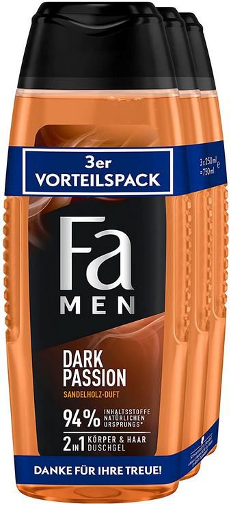 3er Pack Fa Men 2in1 Duschgel   Dark Passion 3 x 250 ml ab 2,81€ (statt 4€)   Prime Sparabo