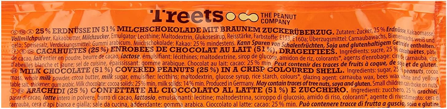 4x Treets Peanuts   Knackig geröstete Erdnüsse umhüllt von Milchschokolade 4 x 185 Gramm ab 5€   Prime Sparabo