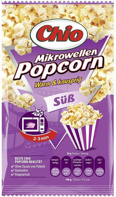 22er Pack Chio Mikrowellen Popcorn süß oder salzig 22 x 100 g ab 14,39€ (statt 22€)   Prime Sparabo