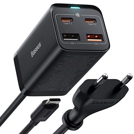 4in1 Baseus USB C Schnell Ladegerät 65W PD GaN für 23,99€ (statt 36€)