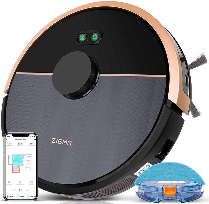 Zigma Spark981 Saug  und Wischroboter mit 4.000PA Saugleistung und KI Lasernavigation für 199,99€ (statt 370€)