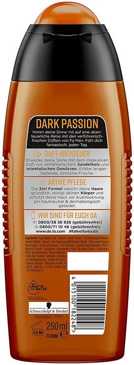 3er Pack Fa Men 2in1 Duschgel   Dark Passion 3 x 250 ml ab 2,81€ (statt 4€)   Prime Sparabo