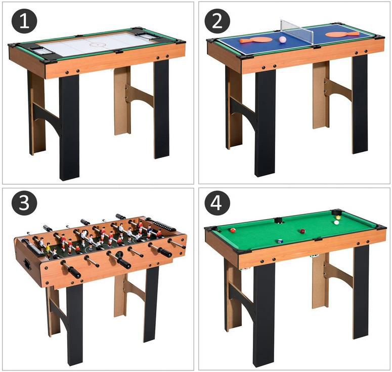 Homcom 4 in 1 Multi Spieltisch mit Tischkicker, Hockey, Billard, Tischtennis, 87x43x73cm für 99,92€ (statt 124€)