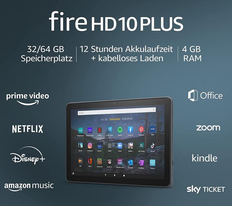 Amazon Fire HD 10 Plus Tablet, 10,1 Zoll Full HD Display, 32 GB, mit Werbung für 134,99€ (statt 184€)