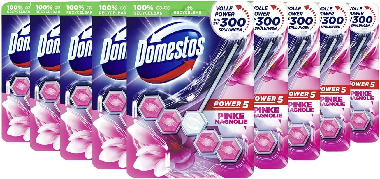 9er Pack Domestos WC Stein Power 5 Pinke Magnolie 9 x 55g ab 11,59€ (statt 14€)