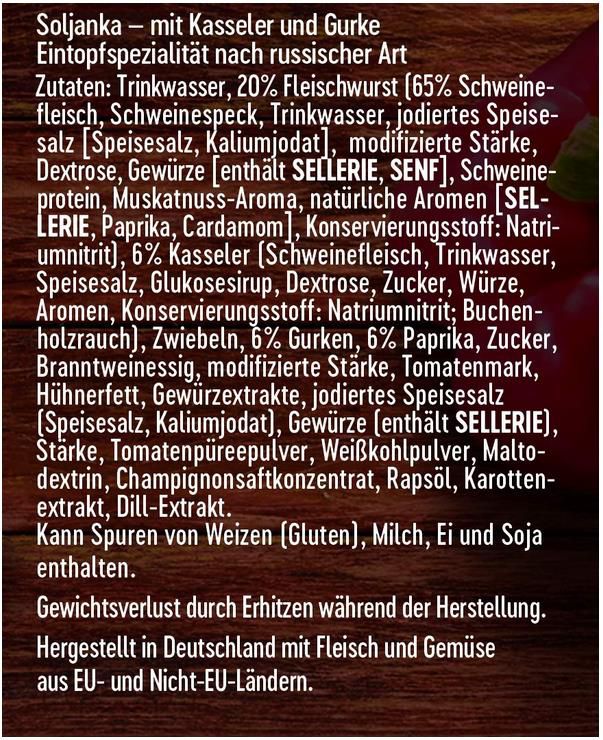 Dreistern Soljanka mit Kasseler und Gurke, 800g für 2,99€ (statt 4€)