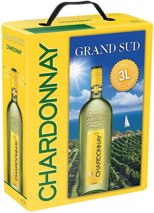 3 Liter Grand Sud Chardonnay, Trockener Weißwein Bag in Box ab 7,49€ (statt 11€)   Prime Sparabo