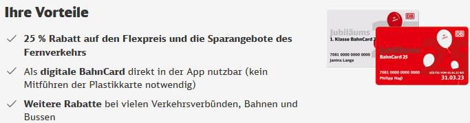 Jubiläums BahnCard 25: 30€ statt 56,90€ in der 2. Klasse oder 60€ statt 115€ in der 1. Klasse