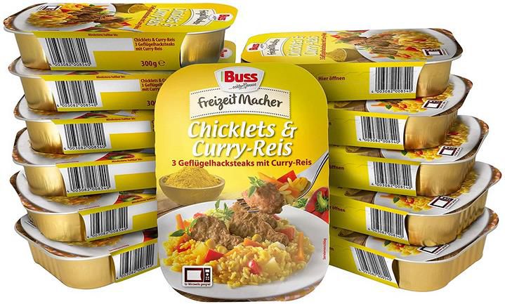 12er Pack Buss Fertiggericht mit Chicklets & Curry Reis 12 x 300 g ab 11,61€ (statt 15€)   Prime Sparabo