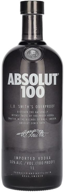 Absolut 100   50 Vol. Prozent Edel Vodka in eleganter, schwarzer Flasche 1L für 21,79€ (statt 29€)   Prime