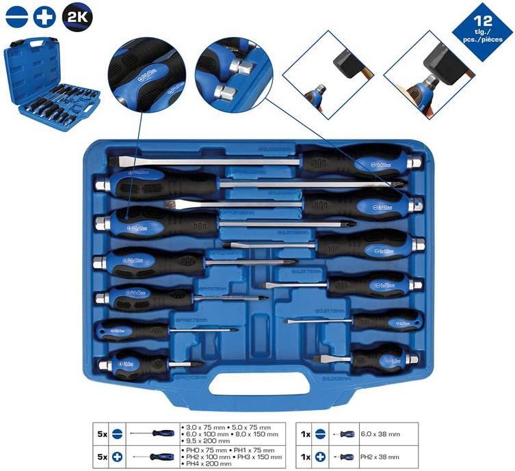 Brilliant Tools BT034012 Schraubendreher Satz mit Schlagkappe, 12 tlg für 17,79€ (statt 24€)   Prime