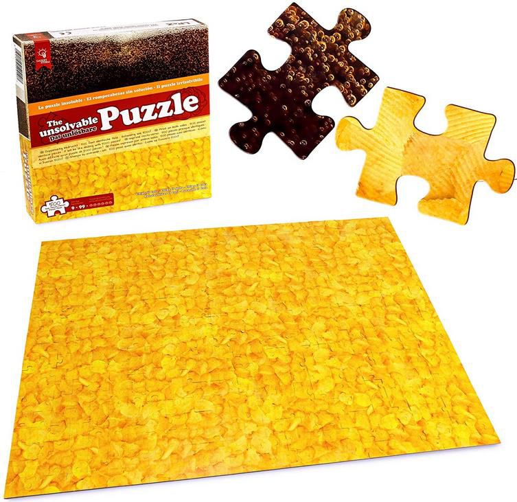 Gadget Storm Unlösbares Puzzle mit Chips & Cola Motiv, 500 beidseitig Bedruckte und Fast identische Teile für 9,99€ (statt 15€)   Prime