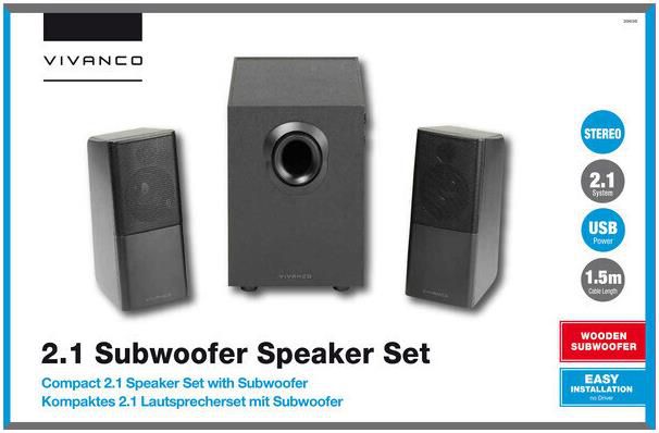 Vivanco 2.1 Subwoofer Lautsprecher Set Advanced für 22,99€ (statt 35€)