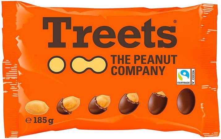 4x Treets Peanuts   Knackig geröstete Erdnüsse umhüllt von Milchschokolade 4 x 185 Gramm ab 5€   Prime Sparabo