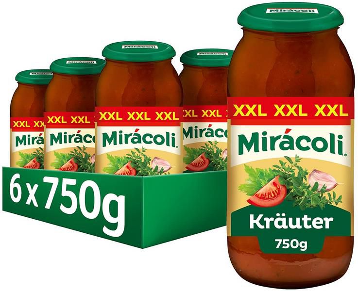 6er Pack Miracoli Pasta Sauce Kräuter XXL 6 x 750g ab 12,70€ (statt 18€)   Prime Sparabo
