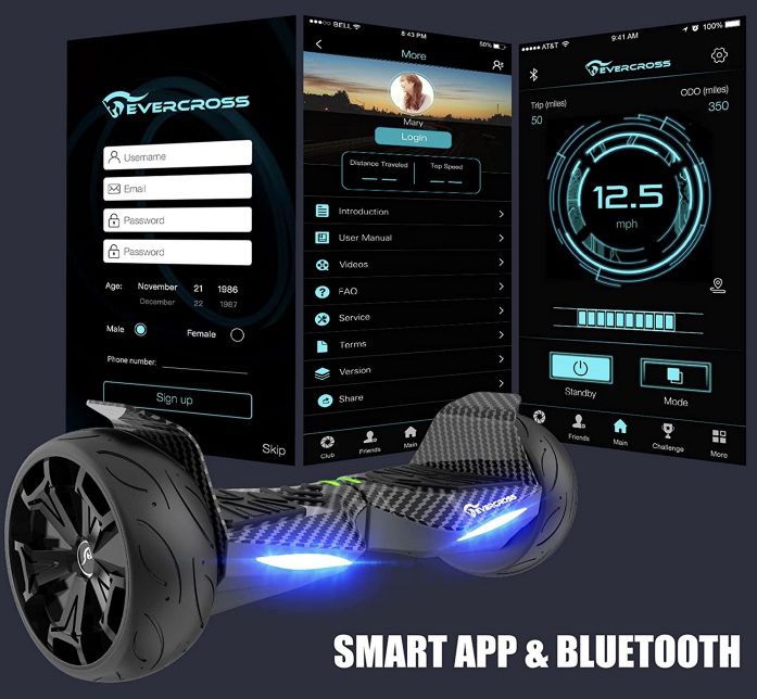 EVERCROSS EV5 Hoverboard mit bis zu 15 km/h & App Steuerung für 219,99€ (statt 250€)