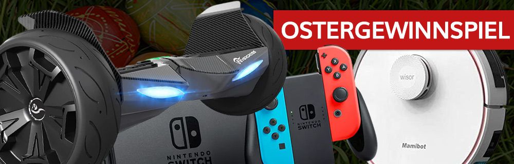 🐰🥚 OSTERGEWINNSPIEL   Gewinne: Nintendo Switch, EVERCROSS Hoverboard, Saugroboter & Gutscheine