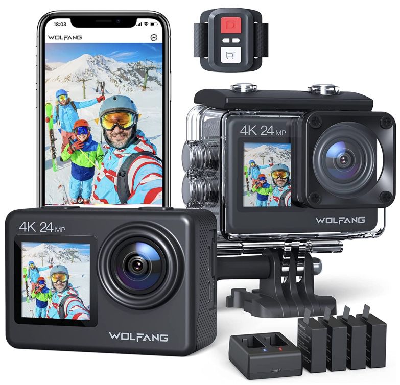 WOLFANG GA200   4k 24MP ActioCam mit DualScreen für 59,99€ (statt 100€)