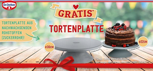 Dr. Oetker Premium Backmischungen kaufen   Tortenplatte gratis + 2,95€ VSK