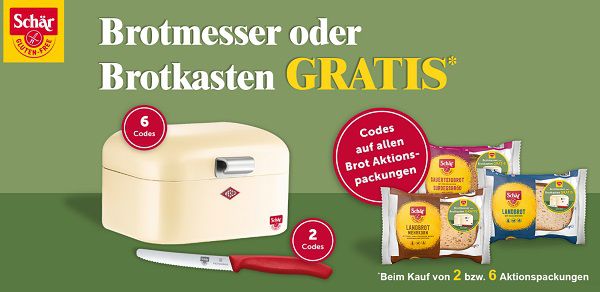 Schär: Brotmesser oder Brotkasten gratis