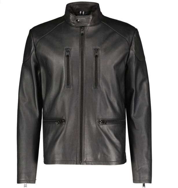 Hugo Boss Lederjacke Mubal in Schwarz für 421,94€ (statt 480€)