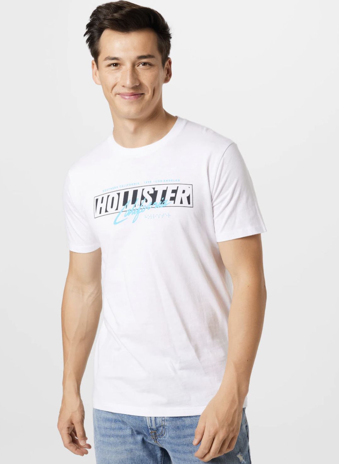 Hollister Herren T Shirt mit großem Rücken Print in Weiß für 7,90€ (statt 13€)