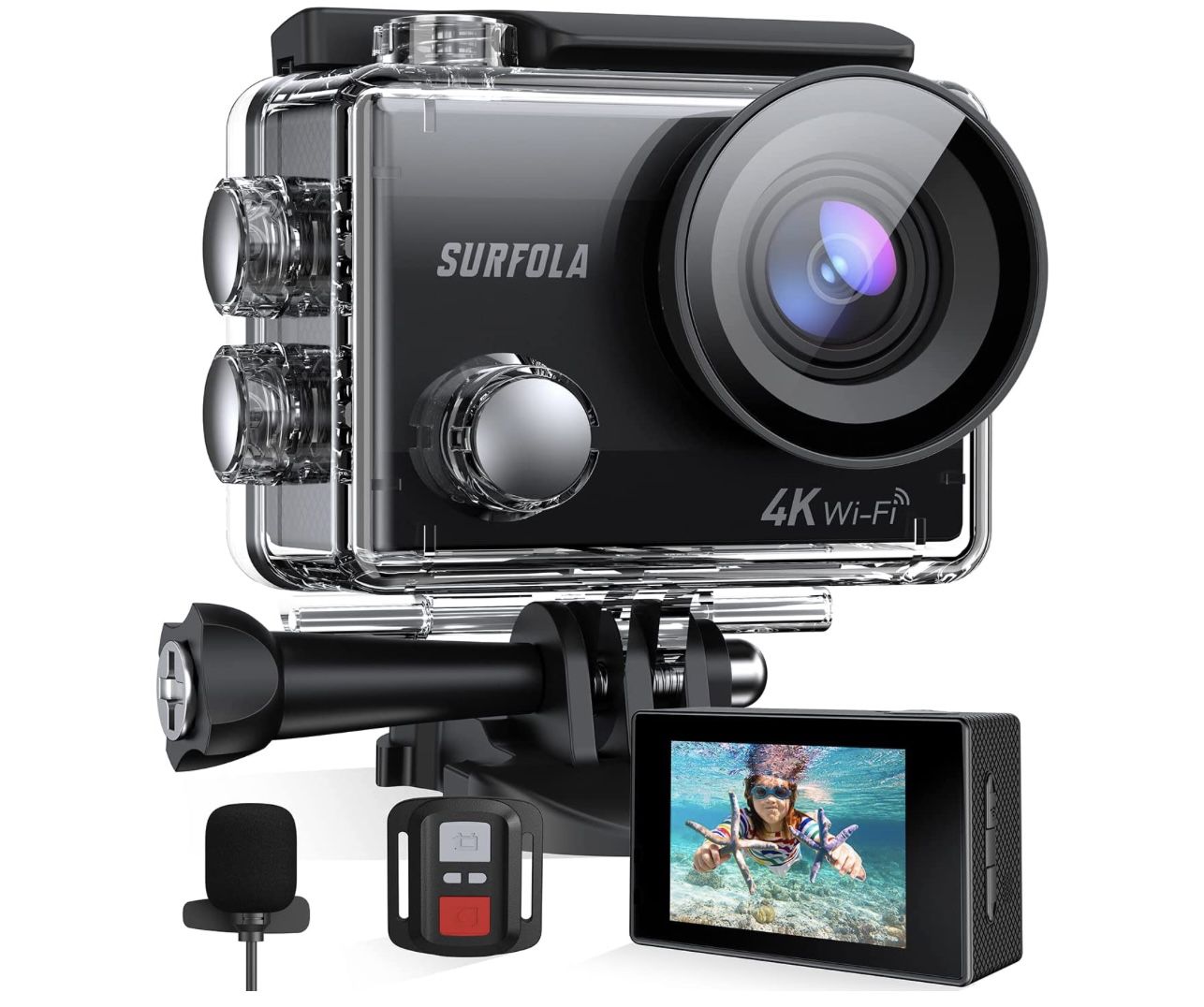 Surfola SF230 wasserdichte 4K/20MP Unterwasserkamera für 45,49€ (statt 70€)