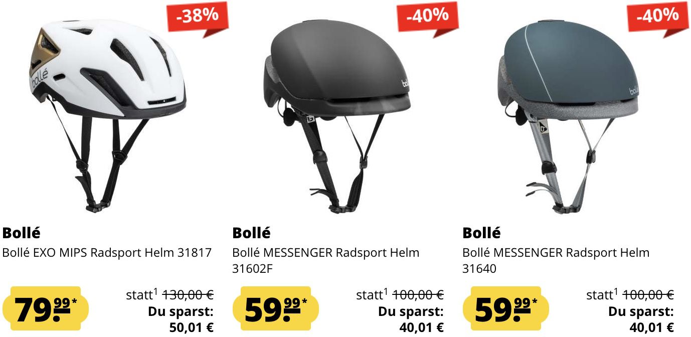 Bollé Radsporthelme im Sale in Restgrößen   z.B. Bollé The One Premium Helm 69,99€ (statt 116€)