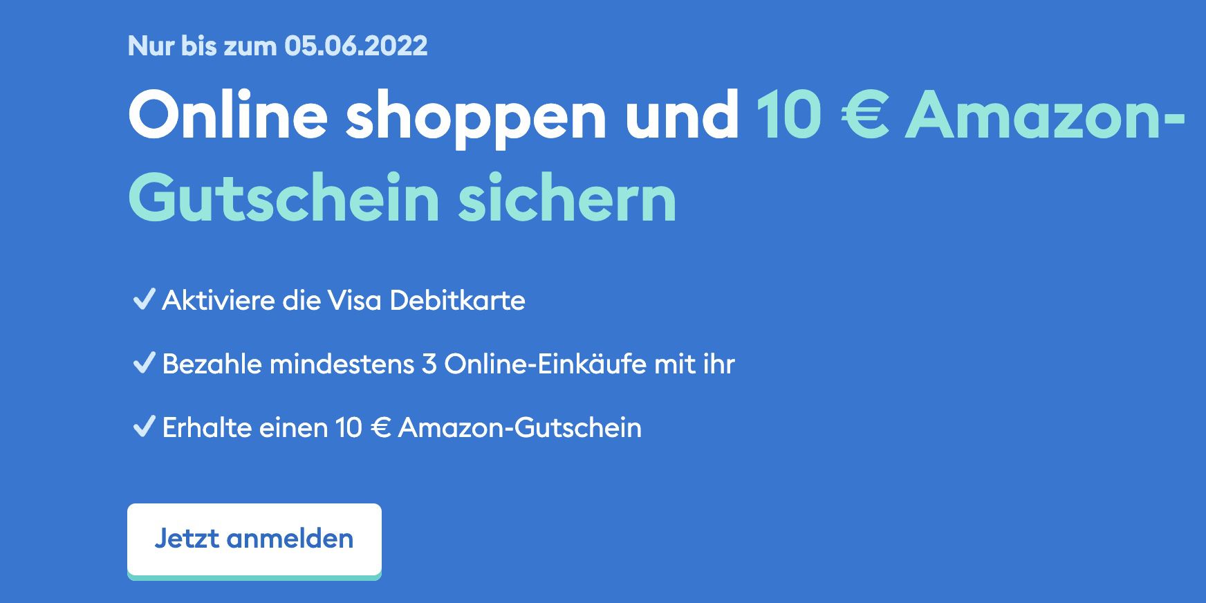 DKB + VISA: 3x Online Einkäufe zahlen und gratis 10€ Amazon Gutschein erhalten